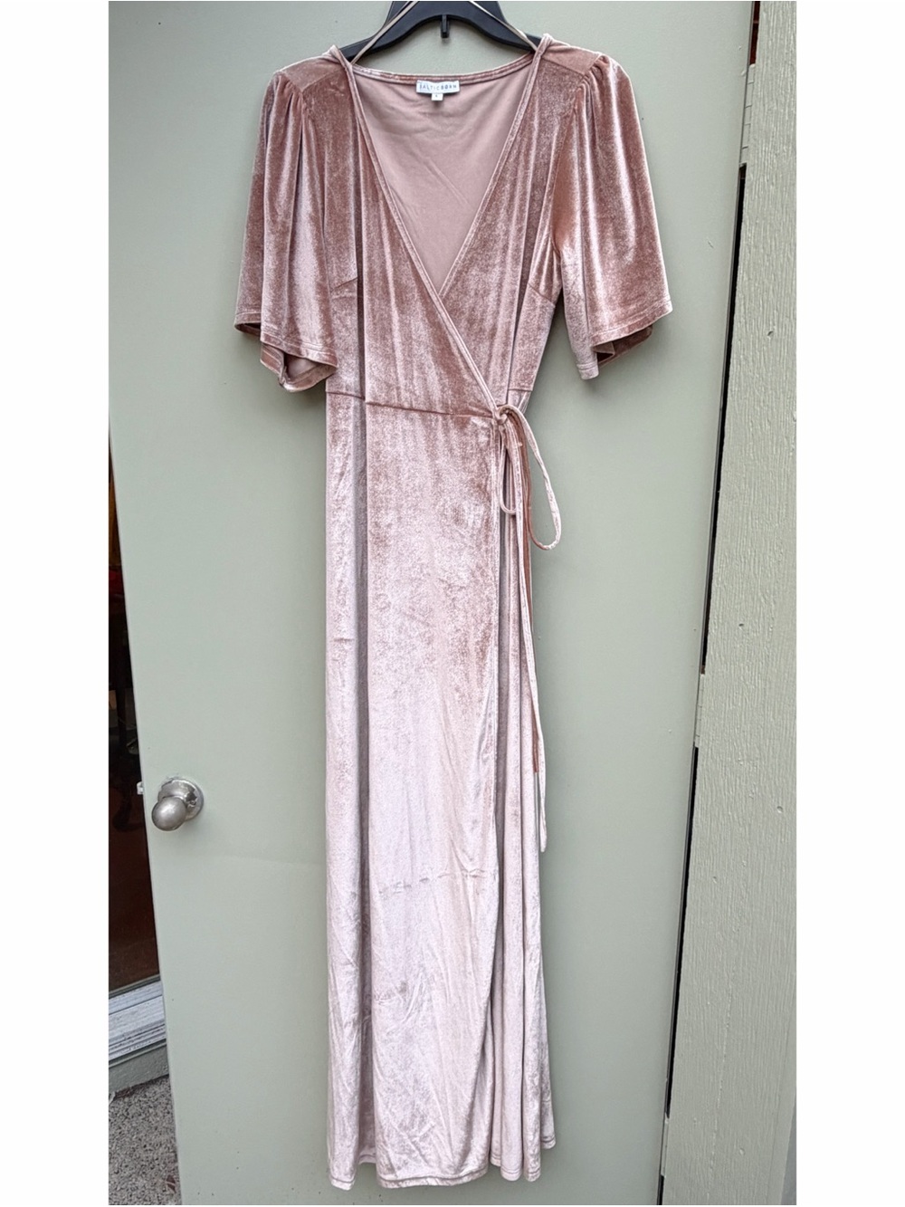 Baltic Born Meghan Velvet Wrap Maxi Dress Champagne Women’s Size L